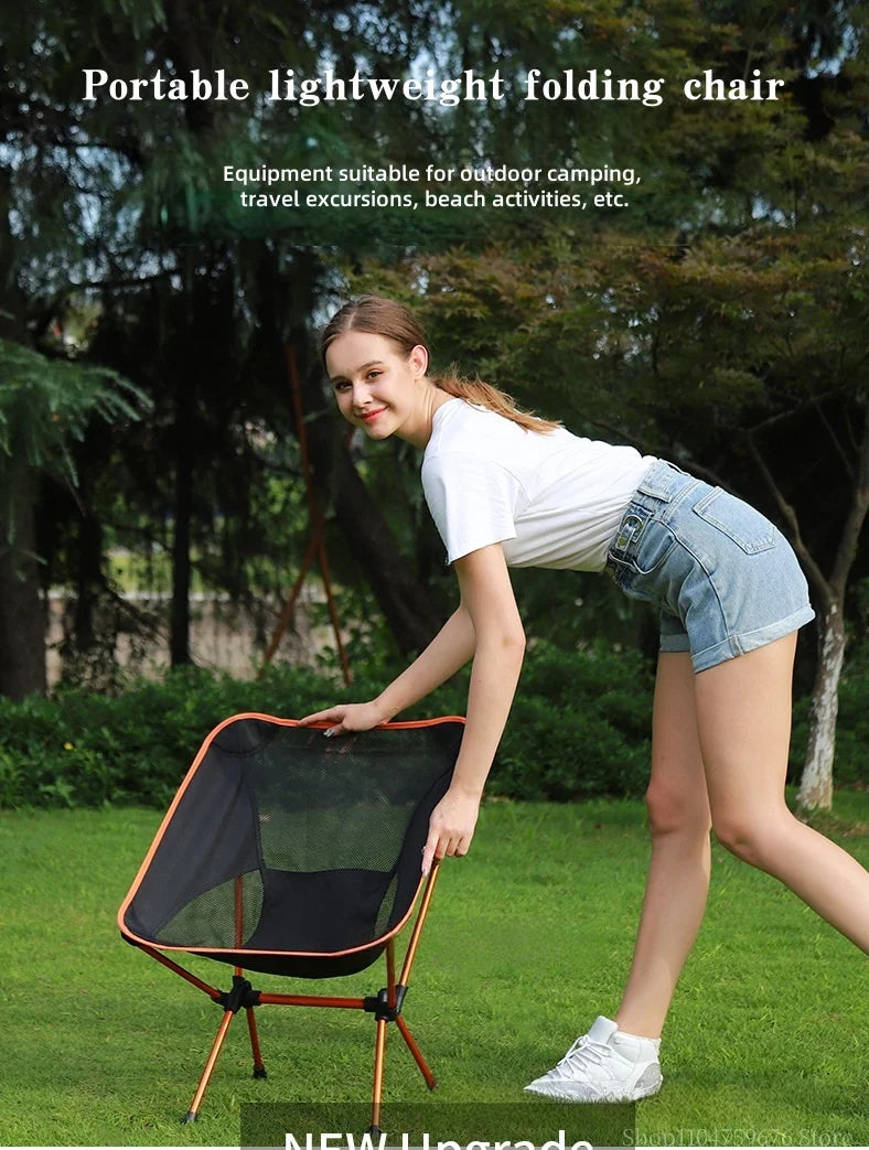 Ultra-Light Foldable Aluminum Alloy Moon Chair – Reclining Outdoor Fishing & Camping Chair